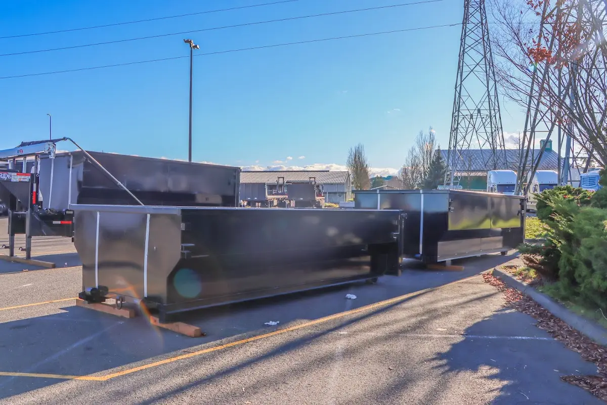 Roll-off dumpster ready for waste disposal at job site for 2 Yard Dumpster Rental in North Reading
